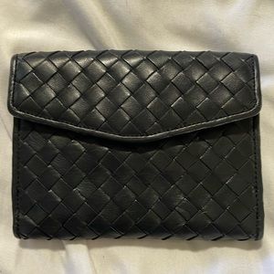 Dynamic Sexy Black Woven Leather COLE HAAN French Purse super versatile.